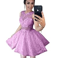Tsbridal Lace Homecoming Dress for Junior Applique Short Prom Party Dress A Line Graduation Dress