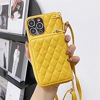 Fashion Wallet Leather Slung Rope Mobile Phone case for iPhone 14 Pro Max 14Plus 13 11 12 Protective Shell,Yellow,for iPhone 13Pro Max