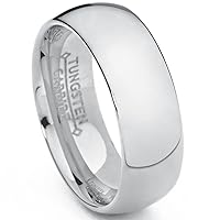 7MM Classic Dome Men's Tungsten Carbide Ring Wedding Band sizes 5 to 15