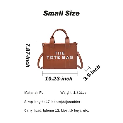 NEGBIU Tote Bags for Women, Leather Mini Tote Bag with Zipper, Shoulder/Crossbody/Handbag(11 * 8.26 * 4.3 in)