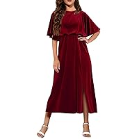 Women's Valentines Dress Fashionable Casual V-Neck Solid Color Sequin Bead Patchwork A Line Dress, L-5XL