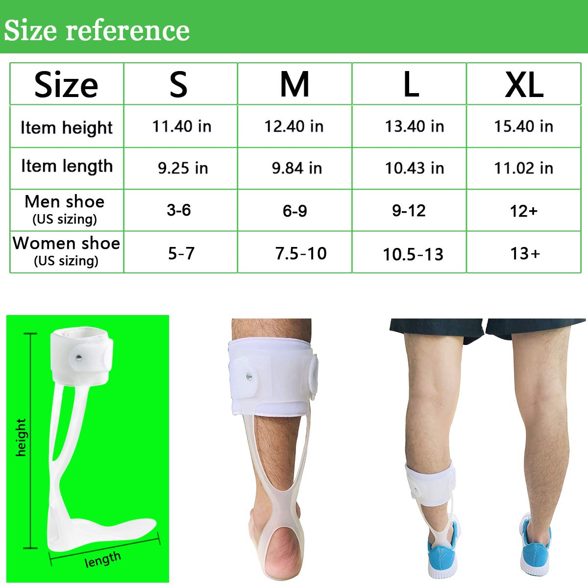 Orthomen Drop Foot Brace AFO Leaf Spring Splint Ankle Foot Orthosis Support (S-Right)