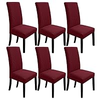 NORTHERN BROTHERS Chair Covers for Dining Room 6 Pack, Spandex Fabric Fit Stretch Chair Covers Protector for Dining Room, Wine Red