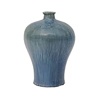 Artissance Ceramic Plum Vase, 12 Inch Tall, Vintage Blue (Size & Finish Vary)