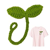 1/2 Pcs Crochet Green Leaf - Multifunctional Green Handmade Bookmark Knitted Leaf, Knitted Leaf DIY Craft Wool Yarn | Ideal Corner Bookmark Knitted Leaf for Bookworms, Cable Tie Crochet Knitted Leaf