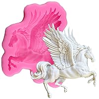 3D Pegasus Fly Trojan Horse Silicone Mold for DIY Fondant Candy Making Chocolate Molds Lollipop Desserts Ice Cube Gum Clay Soap Biscuit Plaster resin Cupcake Topper Birthday Party Cake Decor Moulds