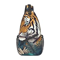 Tropical tiger Crossbody Sling Backpack Sling Bag for Women Hiking Daypack Chest Bag Shoulder Bag