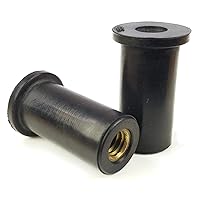 Rubber Well Nuts Brass Insert Expansion Nut SAE Inch Sizes #10-32 x 0.825 (0.031-0.228 Grip) 0.377 inch Hole Qty 25