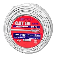 Cat6e Ethernet Internet Cable - 100 FT，600MHz 23AWG Solid Bare Copper Wire Outdoor/Indoor Suit, No Ends 10 Ft to 1000 Ft Available, Heat Resistant Plenum Rated - CMP