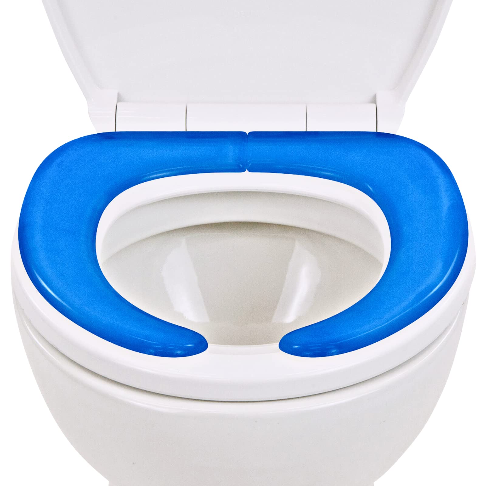 Vive Gel Toilet Seat Cushion Cover - Fits Elongated and Standard Toilet Models - Adhesive Padded Cushions for Pressure Relief (Blue)