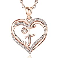INFUSEU Heart Initial Necklaces for Women Girls, A-Z Letter Jewelry Unique Personalized Gifts for Her