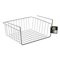 Smart Design Undershelf Storage Basket - Small - Snug Fit Arms - Steel Metal Wire - Rust Resistant - Under Shelves, Cabinet, Pantry, and Shelf Organization - 12 x 5.5 Inch - Charcoal Gray