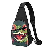 Sling Bag Crossbody for Women Fanny Pack Frog with Mouth Open Chest Bag Daypack for Hiking Travel Waist Bag