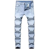 Skinny Stretch Jeans for Men Casual Regular Fit Straight Leg Denim Pants Classic Distressed Vintage Jean Trousers
