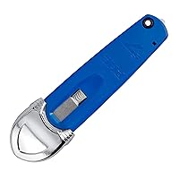 S7 Safety Cutter, 3-in-1 Self-Retractable Utility Knife with Fold-Out Film Cutter, Bladeless Tape Splitter, Guard for Safety & Damage Prevention , Blue