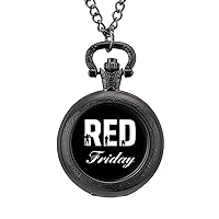 R.E.D Remember Everyone Deployed Red Friday 1 Personalized Pocket Watch Vintage Numerals Scale Quartz Watches Pendant Necklace with Chain