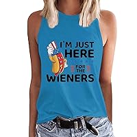 4th of July Shirts for Women Tank Top Women's Fashion Casual T-Shirt Round Neck Sleeveless Printed Vest Top