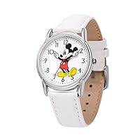 Disney Mickey Mouse Adult Classic Cardiff Articulating Hands Analog Quartz Leather Strap Watch