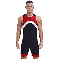 TiaoBug Mens One Piece Swimsuit Swimwear Athletic Spandex Jumpsuit Unitard Front Zipper Shorty Wetsuit UPF 50+