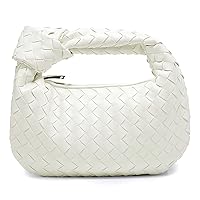 Vegan Leather Woven Bag for Women, Retro Handmade Summer Beach Tote Bags Top-handle Shoulder Bag with Purse