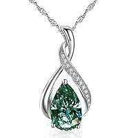 2.40 ct VVS1 Silver Plated Pear Solitaire Real Moissanite White Blue Green Pendant Without Chain