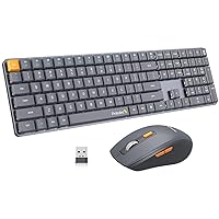 ProtoArc Wireless Mechanical Keyboard Mouse, KM200 2.4GHz Wireless Mechanical Keyboard Mouse Combo for Office, Full Size, Low Profile Keys, Red Switches, Rechargeable, for Desktop, Laptop, Windows OS