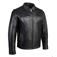Boston Harbour 1.0 Men's Black New Zealand Lamb Leather Fashion Car Coat Jacket SFM1899-2X-Large