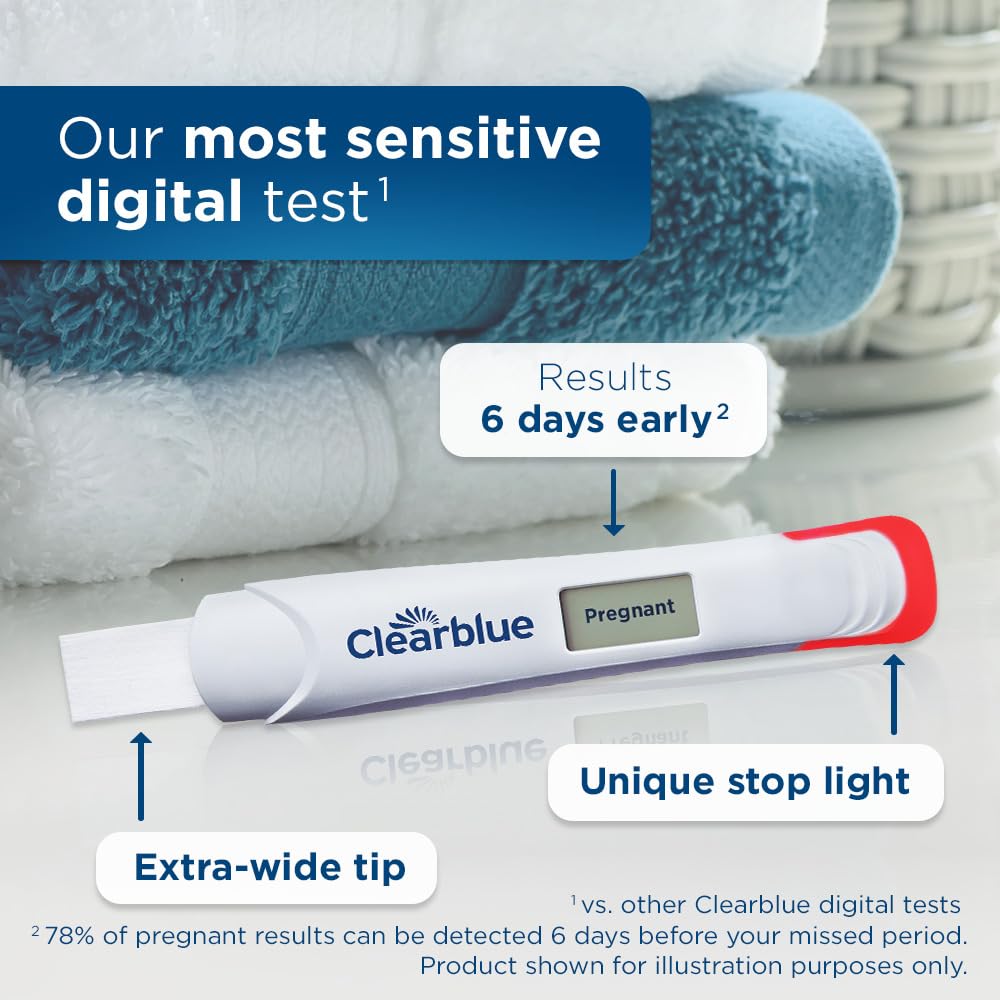 Clearblue Early Digital Pregnancy Test, Early Detection at Home Pregnancy Test, 3 Ct
