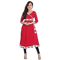 Women's Long Dress Cotton Tunic Party Wear Frock Suit Animal Print Maxi Red Color Plus Size
