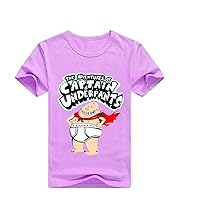Kids Toddlers Captain Underpants Short Sleeve Round Neck T-Shirts(2-12Y)