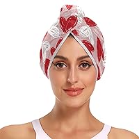 Love Heart Microfiber Hair Towel for Women Anti Frizz Super Absorbent Quick Drying Hair Towel Wrap for Women Wet Hair Men Kids Curly Hair
