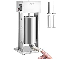 VEVOR 304 Vertical Electric Adjustable Speed Stainless Steel Heavy Duty Sausage Filler Meat Stuffer, 30LBS/15L Capacity, Silver