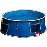 Foldable Pool Portable Pet Bath Tub|Collapsible Bathing Pool|Paddling Swimming Kiddie Pool for Small Pet|Hygenic,Convient for Fun,Water Drainge Tap,3-Second Fold, Blue, Grey (CB0001)