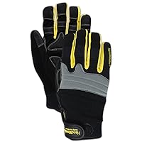MAGID ProGrade Plus Synthetic Suede Palm Work Gloves, 12 Pairs, Full Finger, 11/XXL, Black