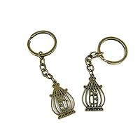 Antique Bronze Keychain Key Chain Tags Keyring Ring Jewelry Making Charms Supplies KC0239 Bird Cage Birdcage