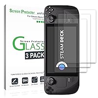[3 Pack] amFilm Screen Protector Compatible with Steam Deck, Tempered Glass Screen Protector Designed for Steam Deck (7inch) 2021 & 2022 64 GB/ 256 GB NVMe/ 512 GB NVMe Model
