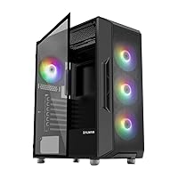 Zalman i3 NEO ATX Mid Tower Gaming PC Case - 4 x 120mm Fixed RGB Fans Preinstalled - Mesh Front Panel for High Airflow - Tempered Glass Side Panel, Black