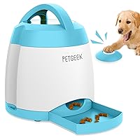 Automatic Treat Dispenser with Remote Button - Puzzle Memory Training Activity Toy- IQ Training Feeder for Dogs & Cats (Blue)