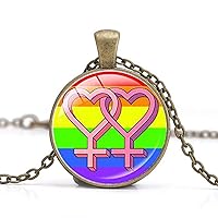 Men Gay Pride Women Necklace Rainbow Flag LGBT Lesbian Pendant Necklace Jewelry