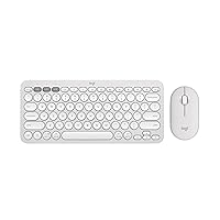 Logitech Pebble Keys 2 K380s, Multi-Device Bluetooth Wireless Keyboard + Logitech Pebble Mouse 2 M350s Slim Bluetooth Wireless Mouse, White