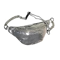 Women Adult Glitter Sequins Waist Bag Adjustable Shoulder Chest Bum Bags Sliver