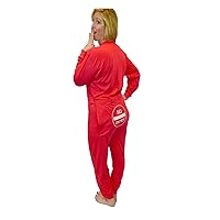 BIG FEET PAJAMA CO. Red Union Suit Onesie Pajamas with Funny Butt Flap NO ENTRY for Men & Women