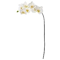 Nearly Natural 32in. Phalaenopsis Orchid Artificial (Set of 6) Silk Flowers, 32 in, White