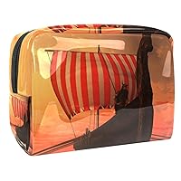 sailboat Waterproof Cosmetic Bag 7.3x3x5.1in Travel Cosmetic Bags Multifunctional Bag for Women