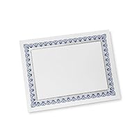 Gartner Studios Certificate Paper, White with Blue and Silver Ornate Foil Border, 80lb 8.5” x 11”, 15 Count