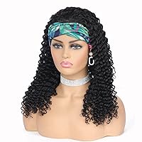 Headband Wig Human Hair Wigs for Black Women Deep Wave Brazilian Hair Gluessless Wigs 20 inches Natual Colour