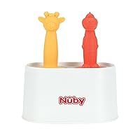 Nuby Animal Pops Ice Pop Mold, Fun & Easy Homemade Treats for Kids, Silicone Mold, Easy Grip Handles, Drip Guards, Teething Relief, 4+ Months, BPA Free