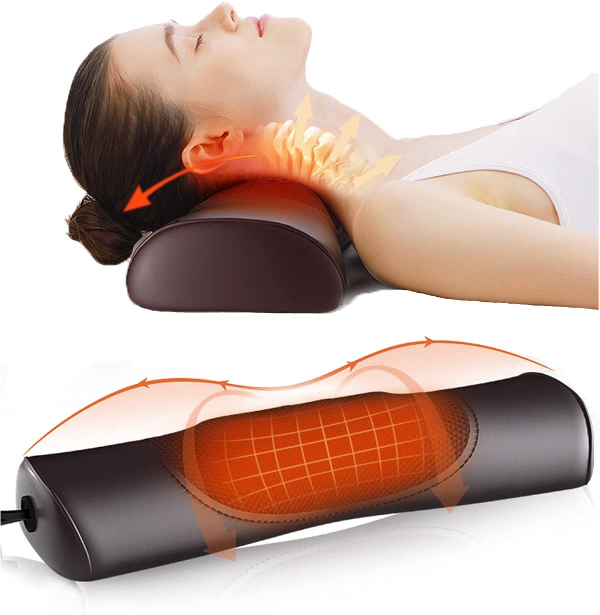 Cervical Neck Traction Pillow with Heat, Neck Pillows for Pain Relief Sleeping, Cervical Traction Device Neck Support Pillow with Magnetic Vibratio...