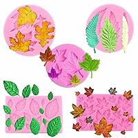 5pcs Tree Leaf Shape Maple Leaf Silicone Molds for Fall Harvest Thanksgiving Fondant Candy Making Tools Chocolate Mold Desserts Clay Plaster Resin Cupcake Topper Cake Border Decor Moulds