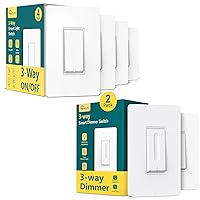 3 Way Smart Dimmer Switch 2Pack + 3 Way Smart Light Switch 4Pack Bundles